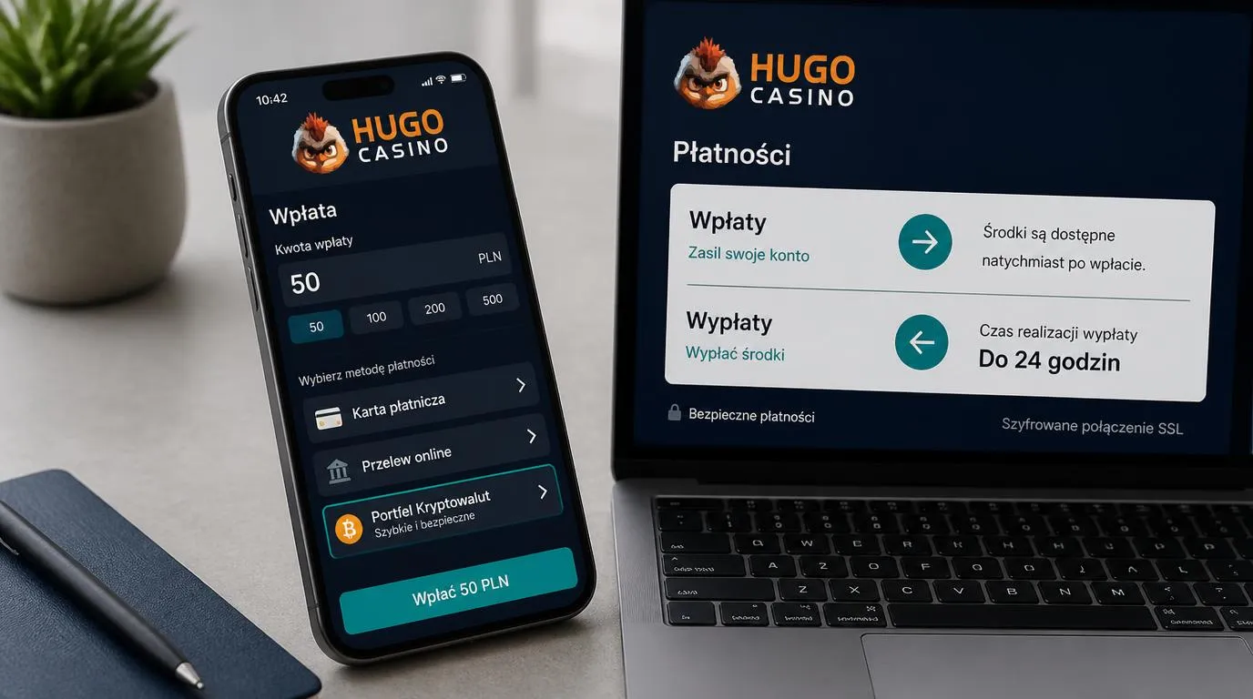 Smartfon z panelem wpłaty 50 PLN, informacją o wypłacie do 24 godzin i opcją portfela kryptowalutowego